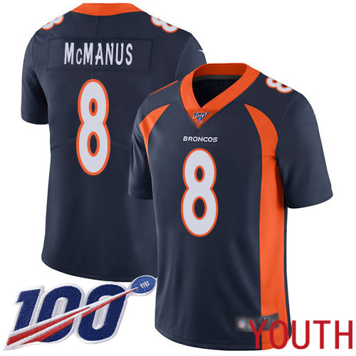 Youth Denver Broncos #8 Brandon McManus Navy Blue Alternate Vapor Untouchable Limited Player 100th Season Football NFL Jersey